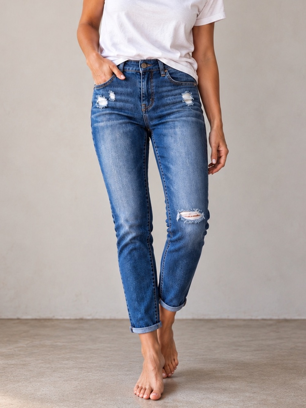 AG Stevie High Rise Straight Leg Jeans Distressed Ankle Medium Wash Size 28